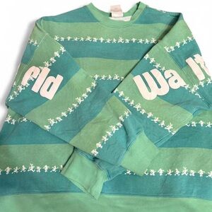 Walt Disney World Green Striped Crewneck Sweatshirt